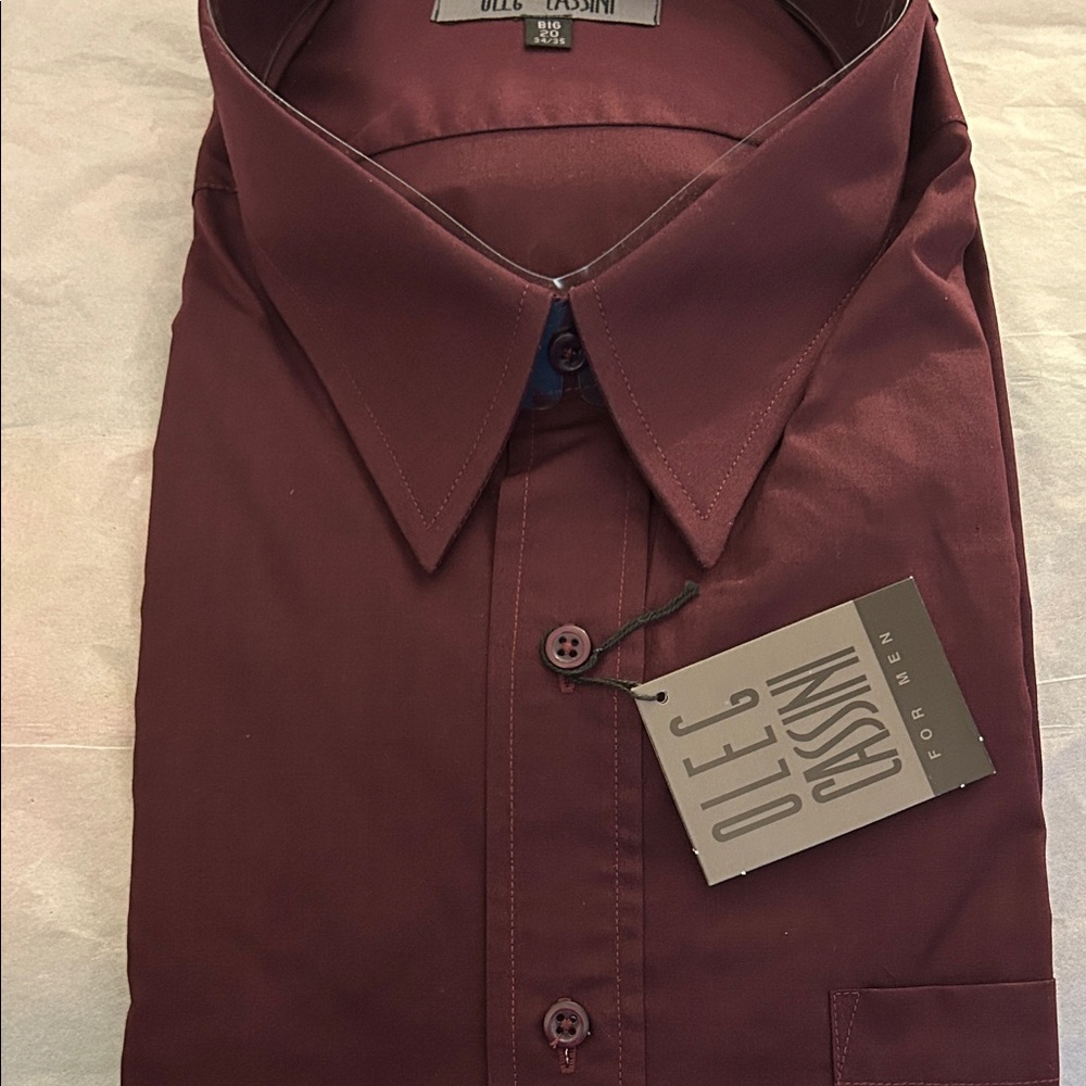 Oleg Cassini Men's Dark Red Dress Shirt